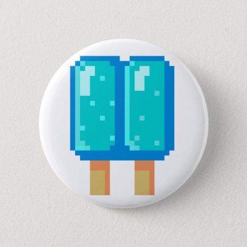 Popsicle Pixel Art Blue 8_Bit Button