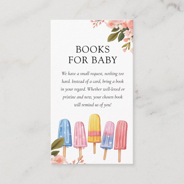 Popsicle Ready to Pop Baby Shower Books Enclosure Card (Front)