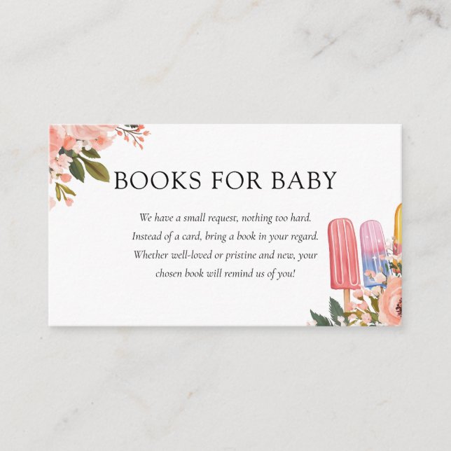 Popsicle Ready to Pop Baby Shower Books for Baby Enclosure Card (Front)