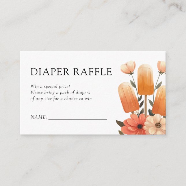 Popsicle Ready to Pop Baby Shower Diaper Raffle Enclosure Card (Front)