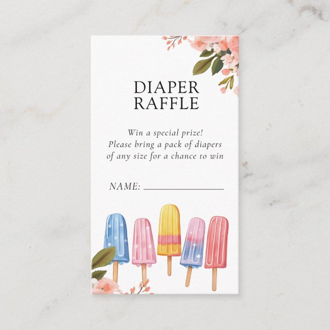 Popsicle Ready to Pop Baby Shower Diaper Raffle Enclosure Card (Front)
