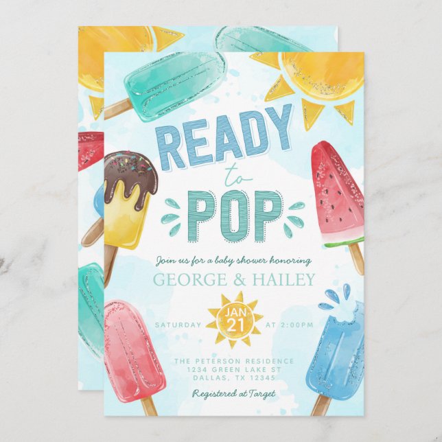 Popsicle Ready to Pop Baby Shower Invitation (Front/Back)