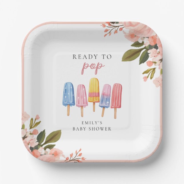 Popsicle Ready to Pop Baby Shower Paper Plates (Front)