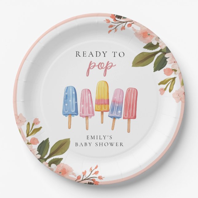 Popsicle Ready to Pop Baby Shower Paper Plates (Front)