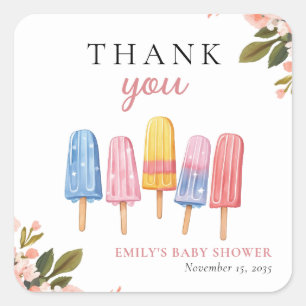 Popsicle Ready to Pop Baby Shower Square Sticker