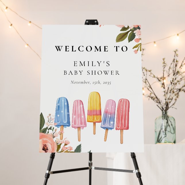 Popsicle Ready to Pop Baby Shower Welcome Sign (In Situ (Stand))