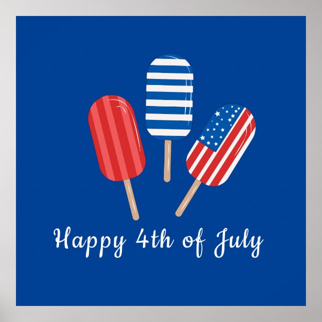 Popsicle Red White Blue Modern Minimalist  Poster (Front)