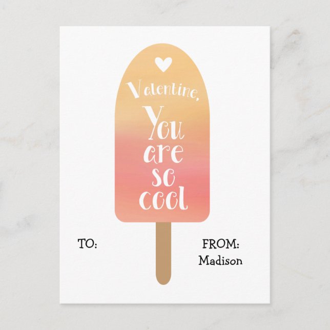 Popsicle School Classroom Valentine Cards for Kids (Front)