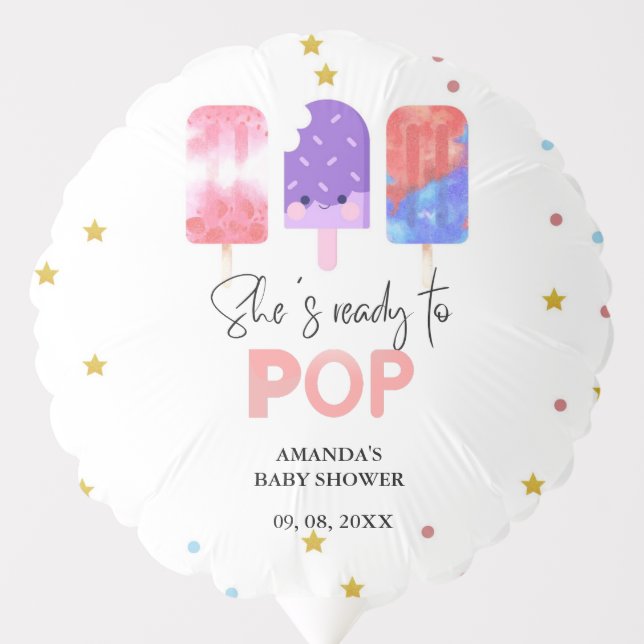 Popsicle  She is ready to pop Baby Shower Balloon (Front)
