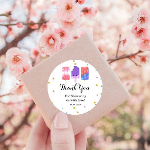 Popsicle She is ready to pop Baby Shower Classic Round Sticker