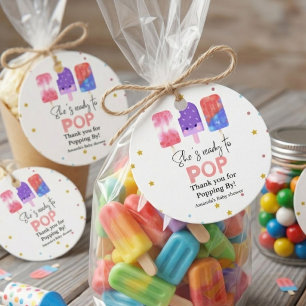 Popsicle She is ready to pop Baby Shower Favor Tags