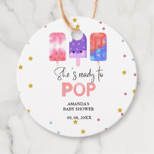 Popsicle  She is ready to pop Baby Shower Favor Tags