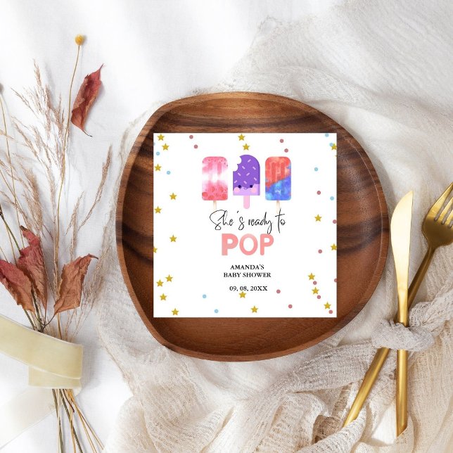 Popsicle  She is ready to pop Baby Shower Napkins (Creator Uploaded)