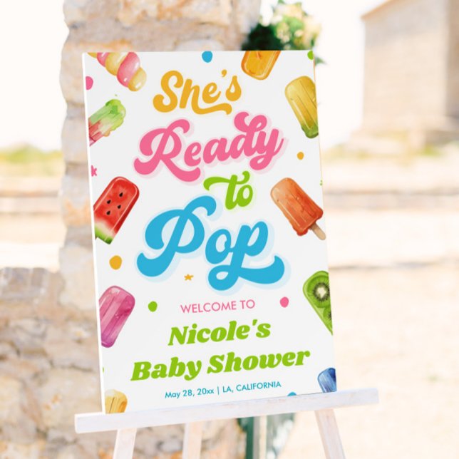 Popsicle She's Ready to Pop Baby Shower Welcome Foam Board (Creator Uploaded)