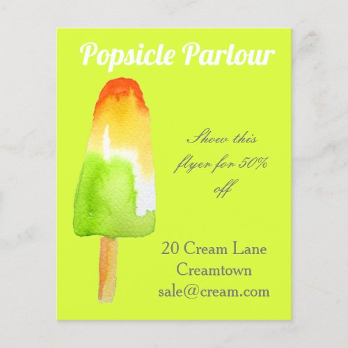 Popsicle shop Ice cream parlor advertisement Flyer