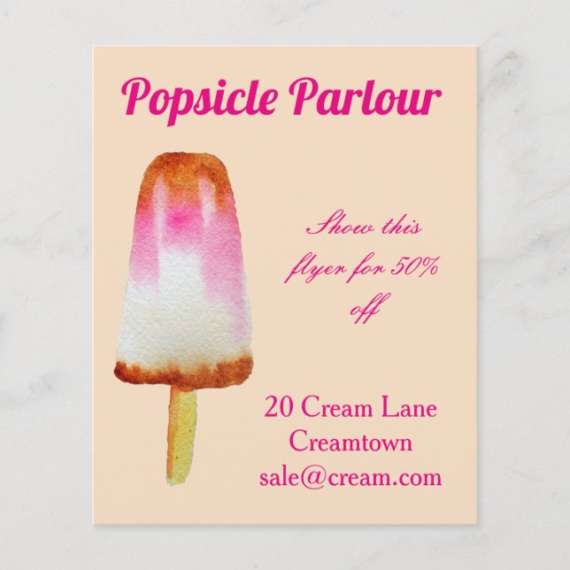 Popsicle shop Ice cream parlour advertisement Flyer (Front)
