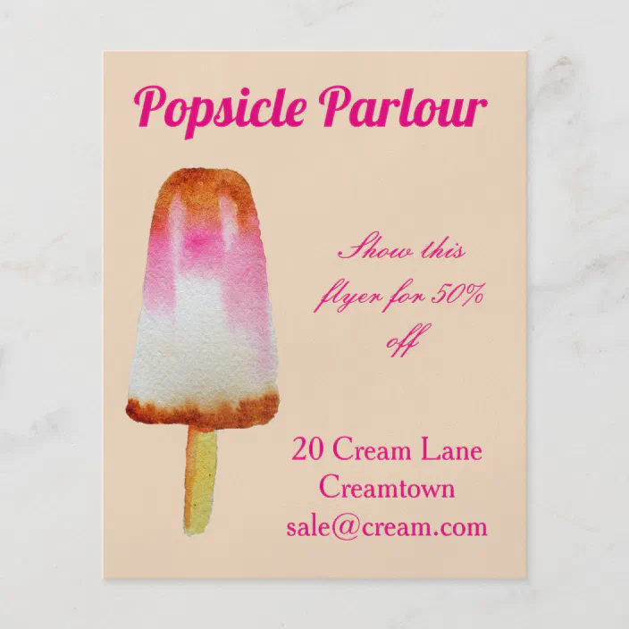 Popsicle Shop Ice Cream Parlour Advertisement Flyer Zazzle Com