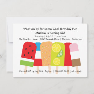 Popsicle Summer Birthday Party Invitation