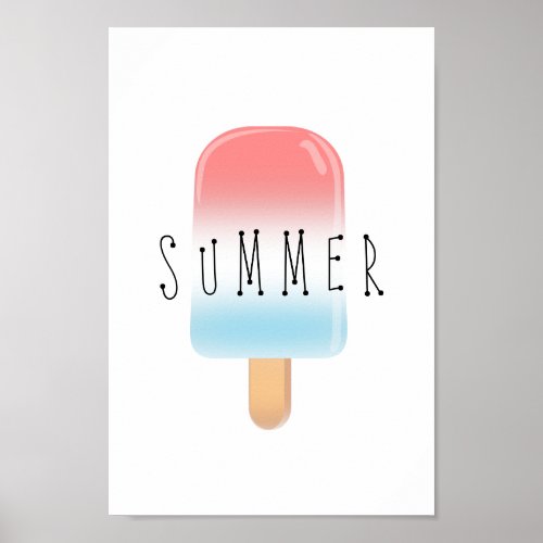 Popsicle Summer with Red and Blue Poster