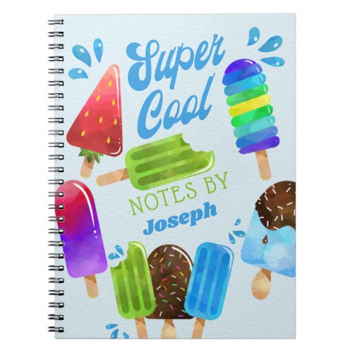 Popsicle Super Cool Blue Lime Personalized Notebook