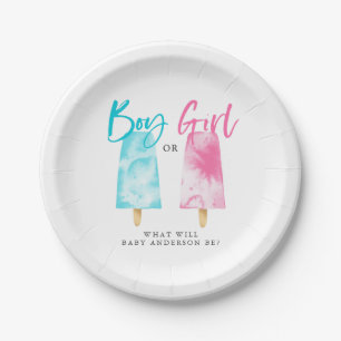 Popsicle Theme Gender Reveal Party Paper Plates