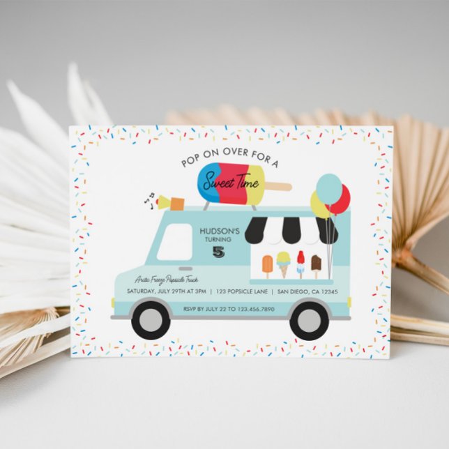 Popsicle Truck Birthday Party Invitation (Popsicle Truck Invitation)