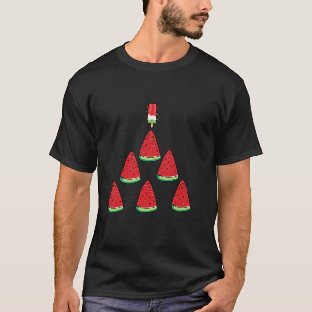 Popsicle Watermelon Christmas Tree For Christmas I T-Shirt (Front)