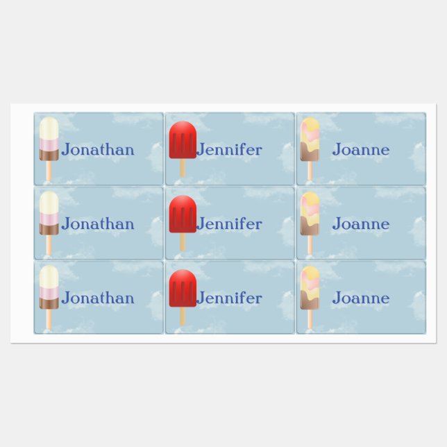 Popsicle With Name Labels (Sheet)