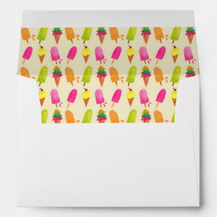 Popsicles and Ice Cream Colorful Summer Pattern Envelope