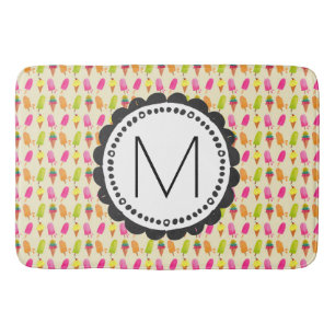 Popsicles and Ice Cream Cones Custom Monogram Bathroom Mat
