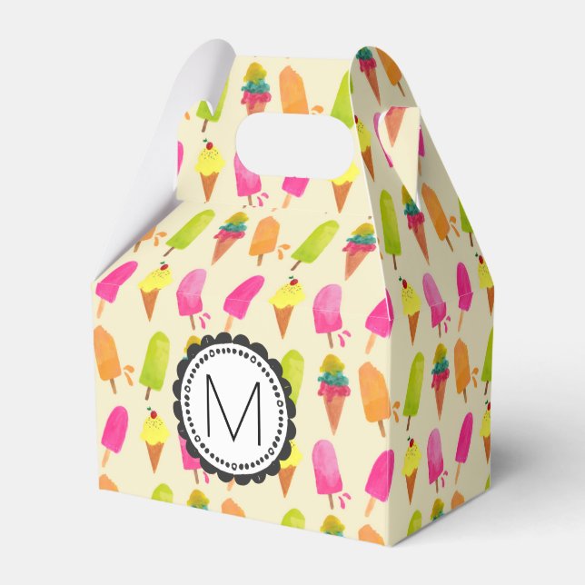 Popsicles and Ice Cream Personalized Monogram Favor Boxes (Front Side)