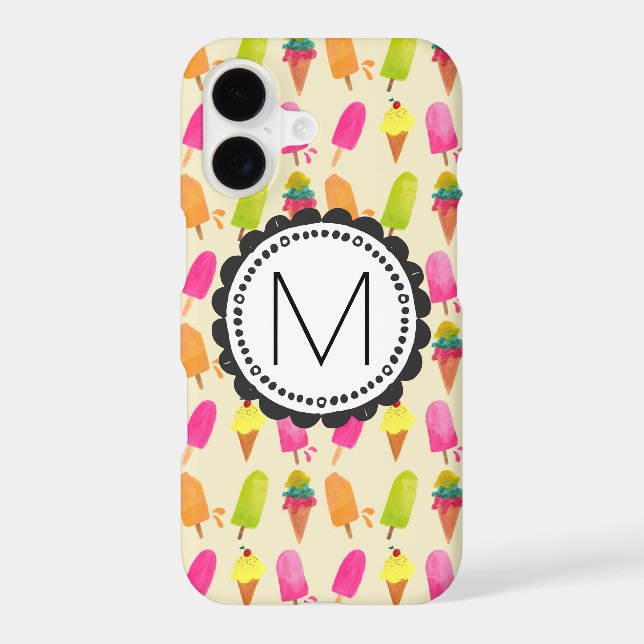 Popsicles and Ice Cream Personalized Monogram Iphone Case (Back)