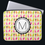 Popsicles and Ice Cream Personalized Monogram Laptop Sleeve<br><div class="desc">Laptop sleeve with a sweet summertime pattern featuring popsicles and ice cream cones in colorful vibrant watercolors. Write your custom monogram inside a round  frame with a whimsical flower shape.</div>
