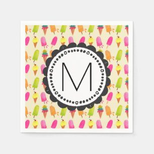 Popsicles and Ice Cream Personalized Monogram Paper Napkins