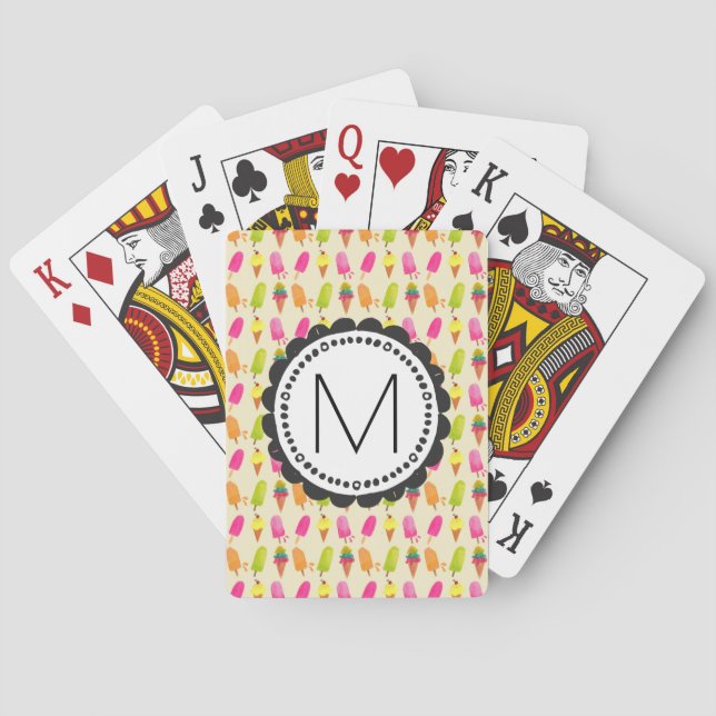 Popsicles and Ice Cream Personalized Monogram Poker Cards (Back)