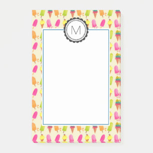 Popsicles and Ice Cream Personalized Monogram Post-it Notes