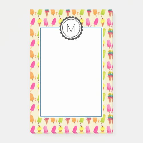 Popsicles and Ice Cream Personalized Monogram Post_it Notes