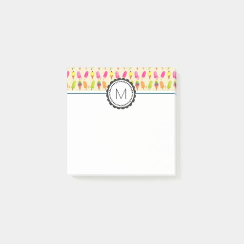 Popsicles and Ice Cream Personalized Monogram Post_it Notes