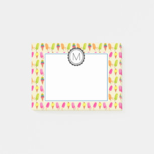 Popsicles and Ice Cream Personalized Monogram Post-it Notes