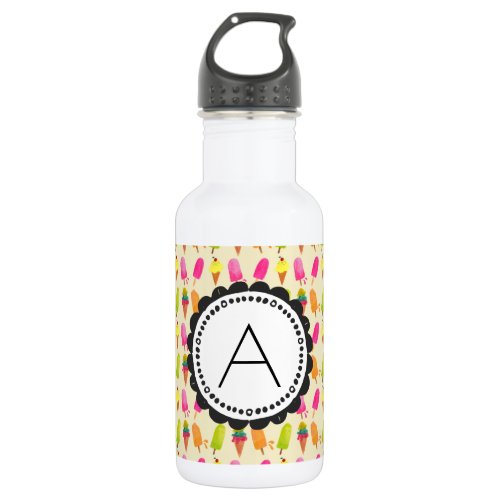 Popsicles and Ice Cream Personalized Monogram Stainless Steel Water Bottle