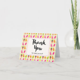 Popsicles and Ice Cream Summer Pattern Thank You Card