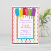 Popsicles and Polka Dots Birthday Invitations (Standing Front)