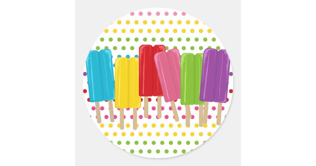 Popsicles and Polka Dots Classic Round Sticker | Zazzle