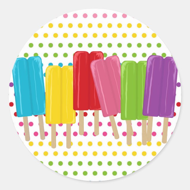 Popsicles and Polka Dots Classic Round Sticker (Front)