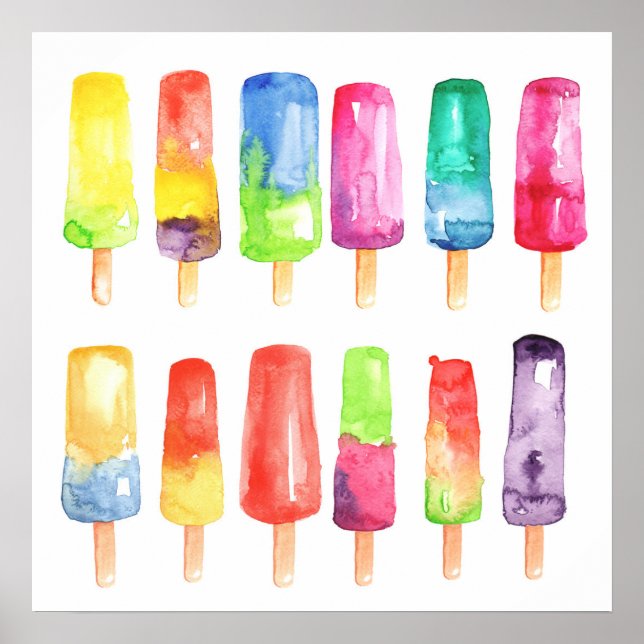 Popsicles bright customized poster. Ice-cream Poster (Front)