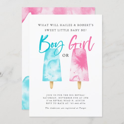 Popsicles Gender Reveal Party Invitation