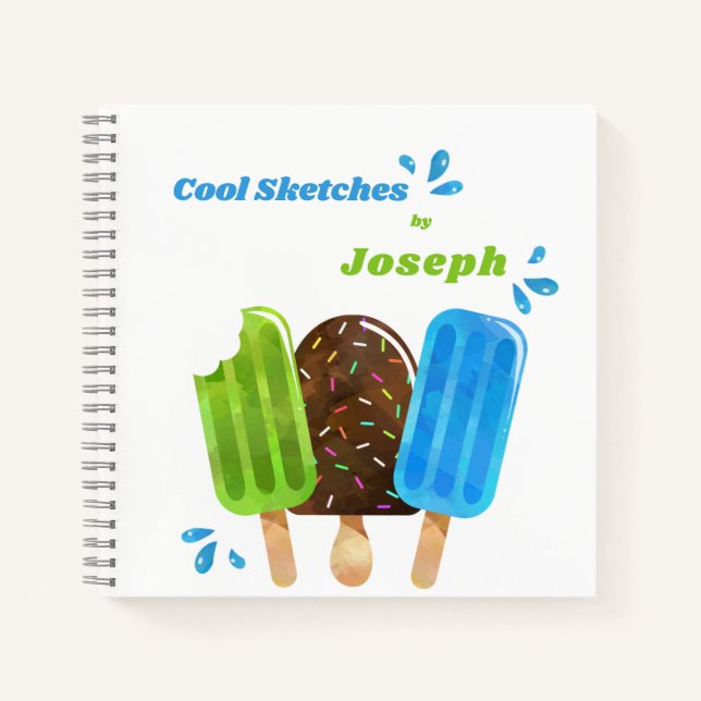 Popsicles Ice Cream Lolly Custom Sketchbook Notebook (Front)