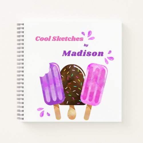 Popsicles Ice Cream Lolly Personalized Sketchbook Notebook