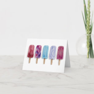 Popsicles watercolor painting artsy summer vibes thank you card