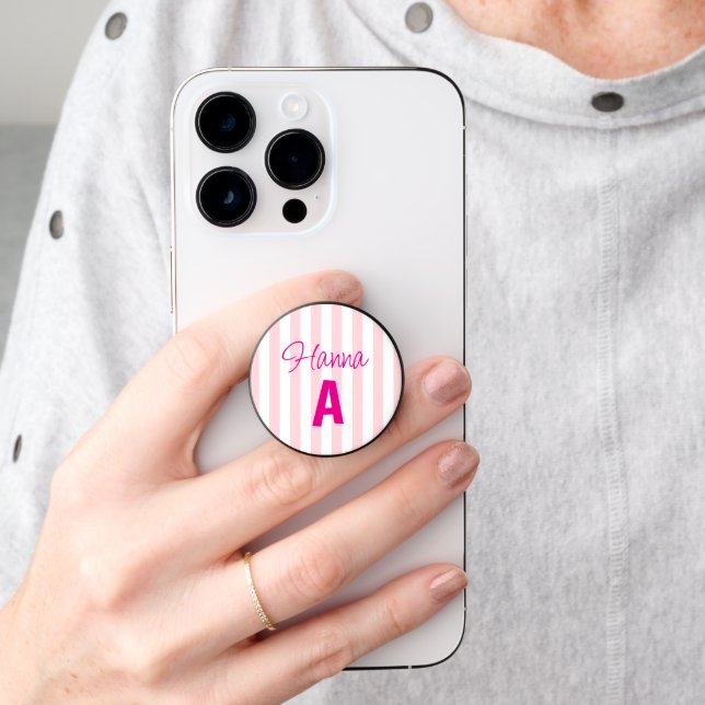 Popsocket Stripe Pink & White  (Hand)